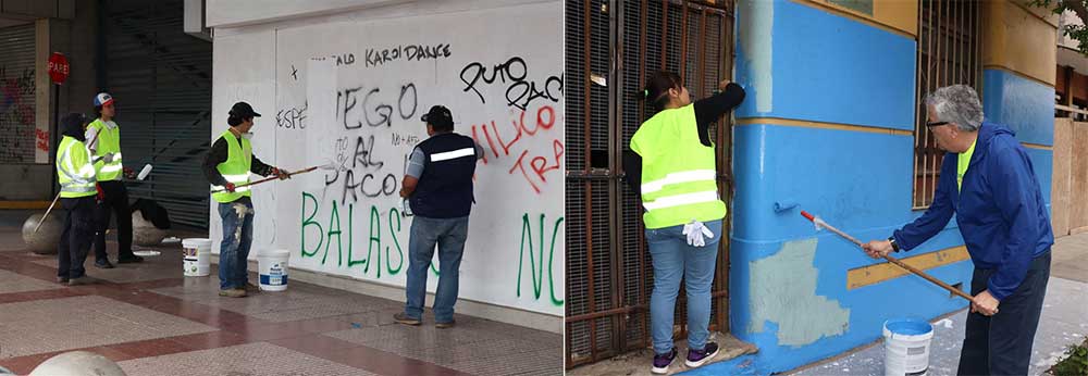Rancagua: Un centenar de personas limpió fachadas rayadas