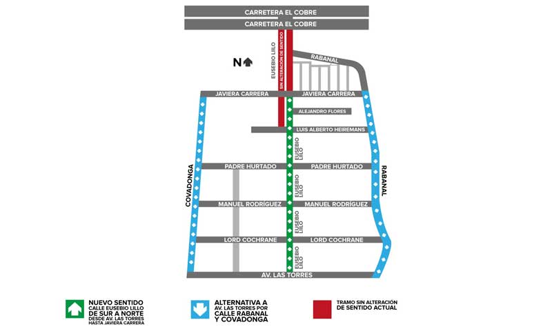 Calle Eusebio Lillo cambiará de sentido entre avenida Las Torres y Javiera Carrera