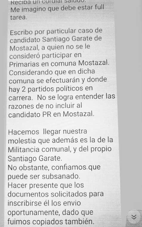 ¿Candidato a alcalde de Mostazal, Santiago Gárate, es o no Radical?