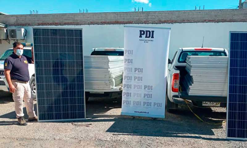 PDI realiza tercer decomiso de especies robadas desde planta fotovoltaica de Las Cabras