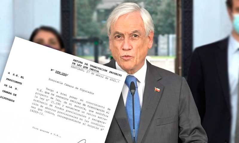 Presidente Piñera promulga retiro del 10% y presentará proyecto con ayudas