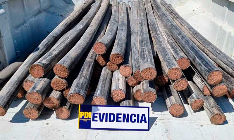 Detectan 1.300 kilos de cable de fibra óptica robados a Movistar en empresa recicladora de Rancagua