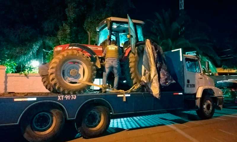 SEBV recupera tractor avaluado en 50 millones de pesos que había sido robado el 2019