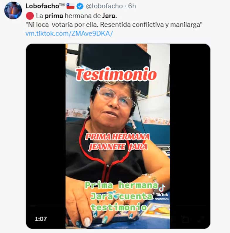 Continúan los trolls de la extrema derecha: Jeannette Jara aclara que Adriana Vargas Jara no es su prima hermana