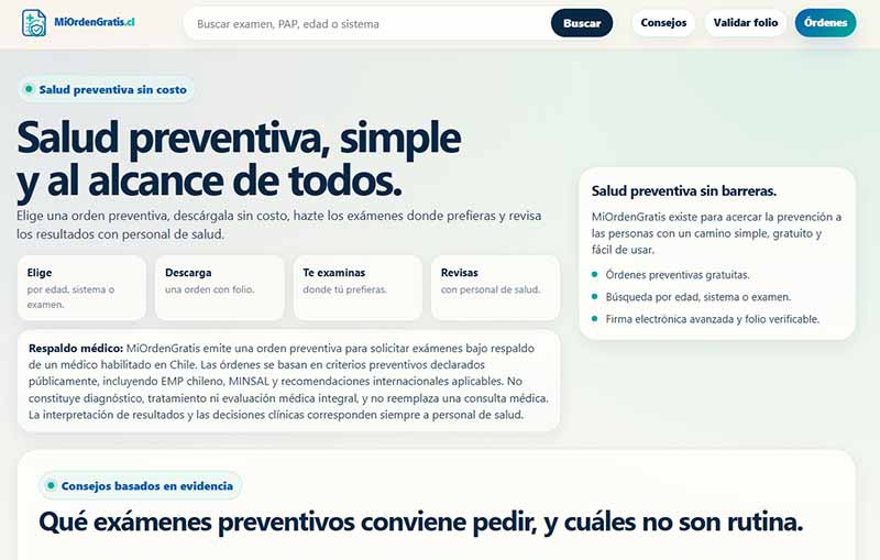Médico chileno crea plataforma gratuita para obtener órdenes de exámenes preventivos Médico chileno crea plataforma gratuita para obtener órdenes de exámenes preventivos